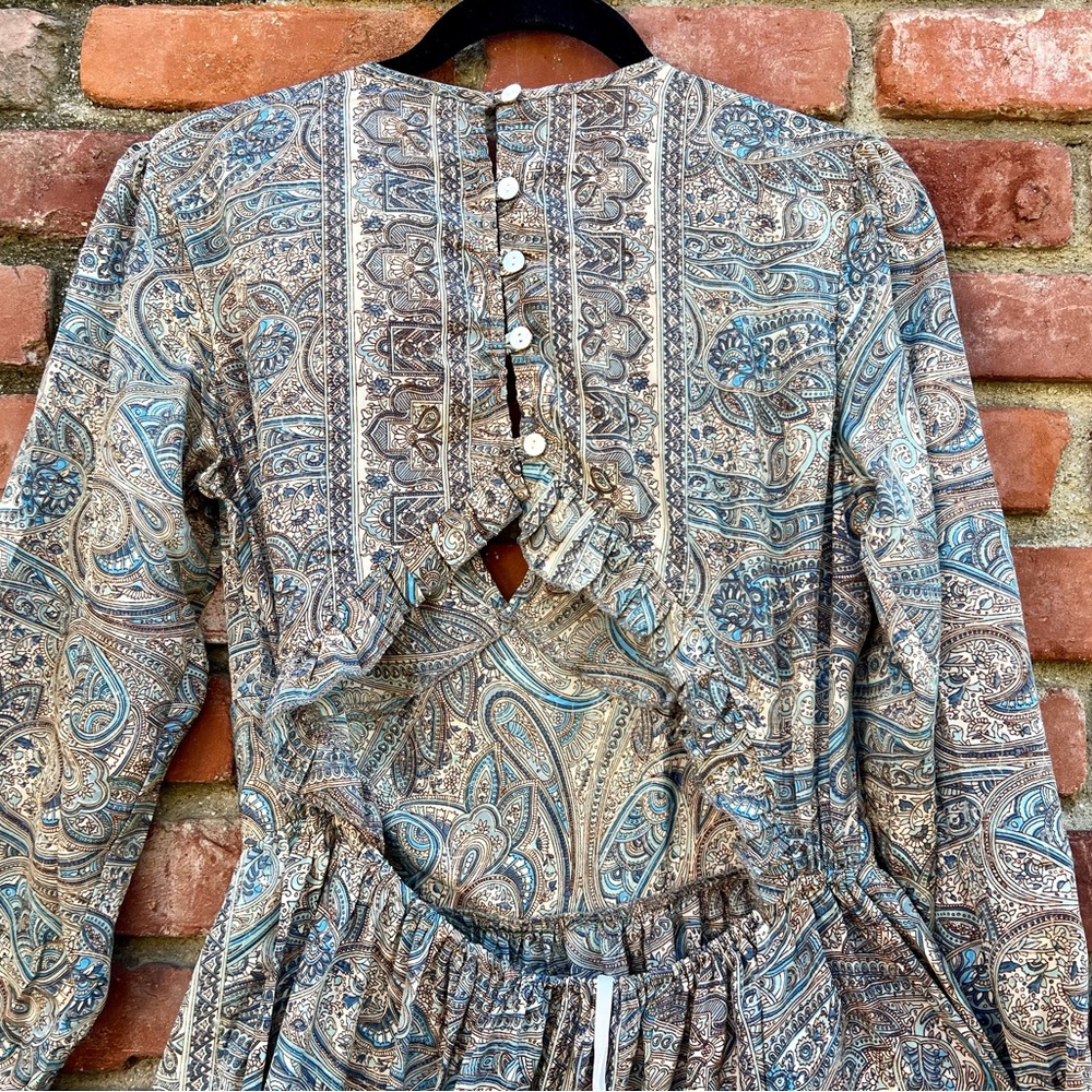 Karma Highway Paisley Boho Buttoned Back Poly Silk Maxi Dress NWT - Picture 3 of 8